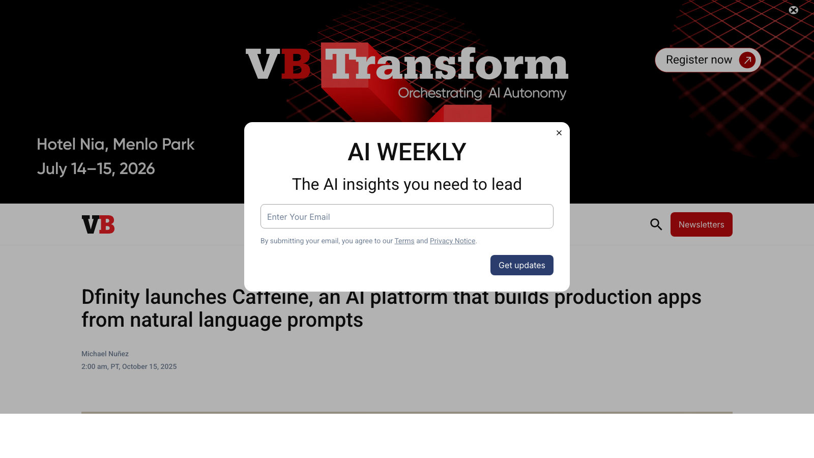 VentureBeat: Dfinity launches Caffeine