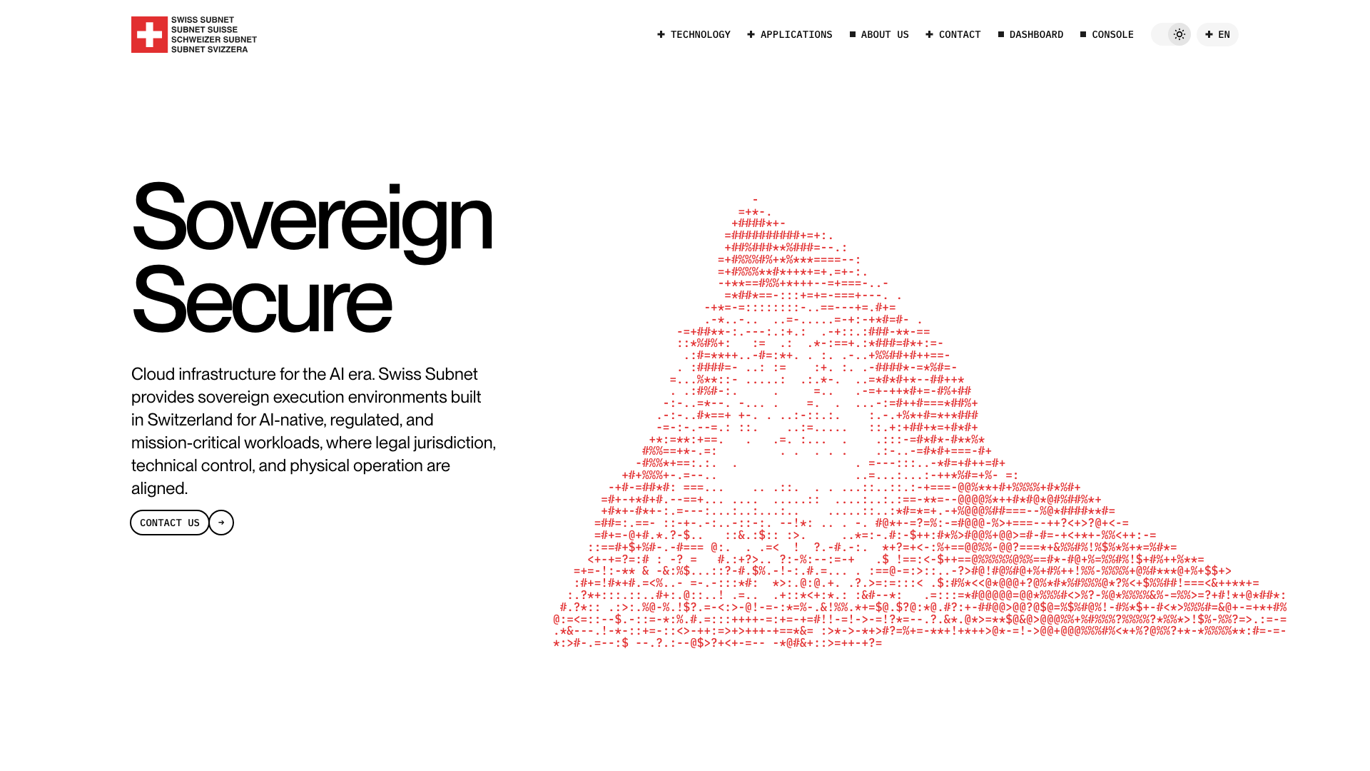 Swiss Subnet AG — Sovereign Secure. Cloud infrastructure for the AI era.